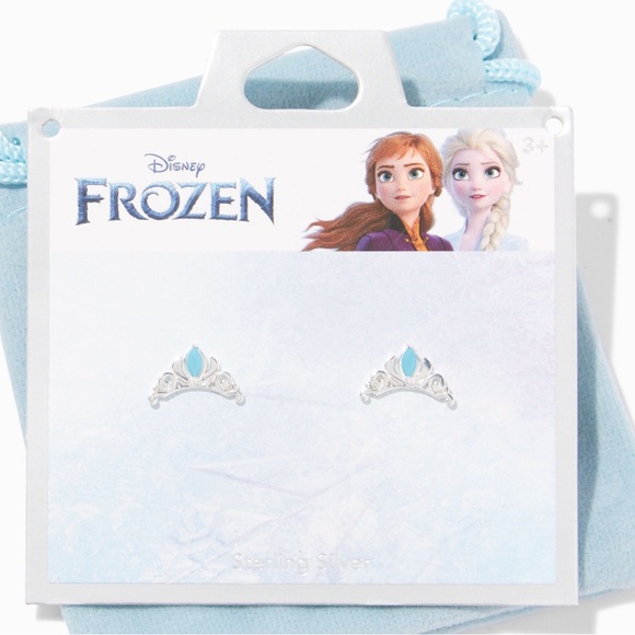 Disney Frozen Sterling Silver Crown Stud Earrings New NWT - Picture 1 of 3